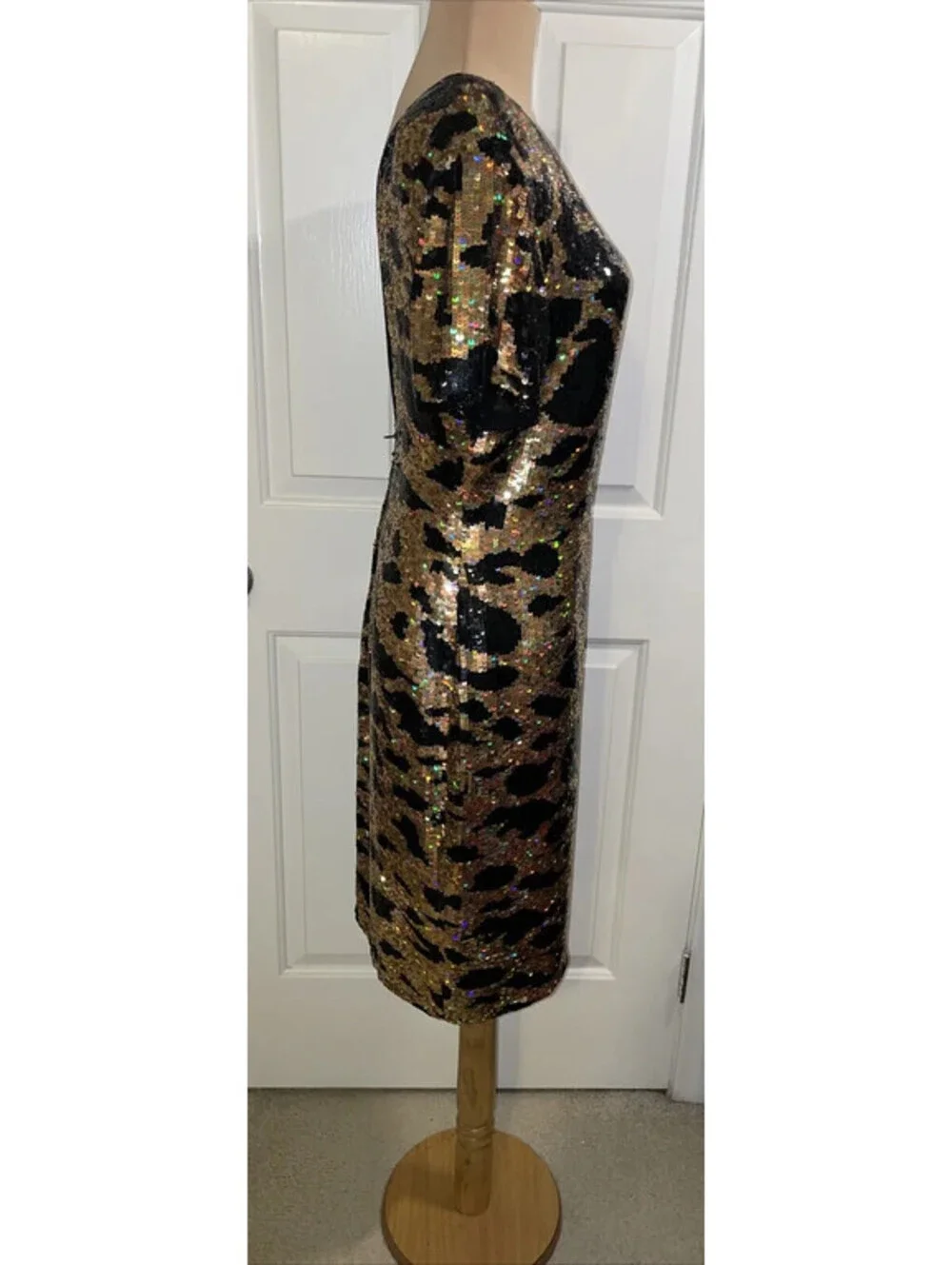 Riazee For Bergdorf Goodman Heavy Sequin Silk Dress Size 8 Vintage